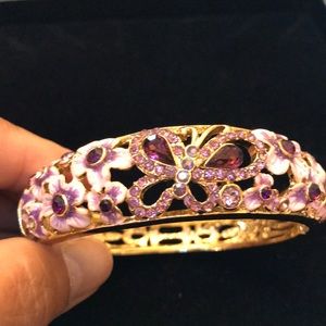 Glass and porcelain Butterfly/Orchid Bracelet New